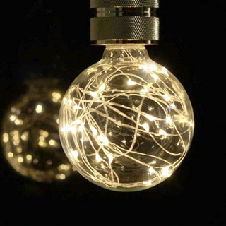 LED globepære med lyskæde i - E27 7W